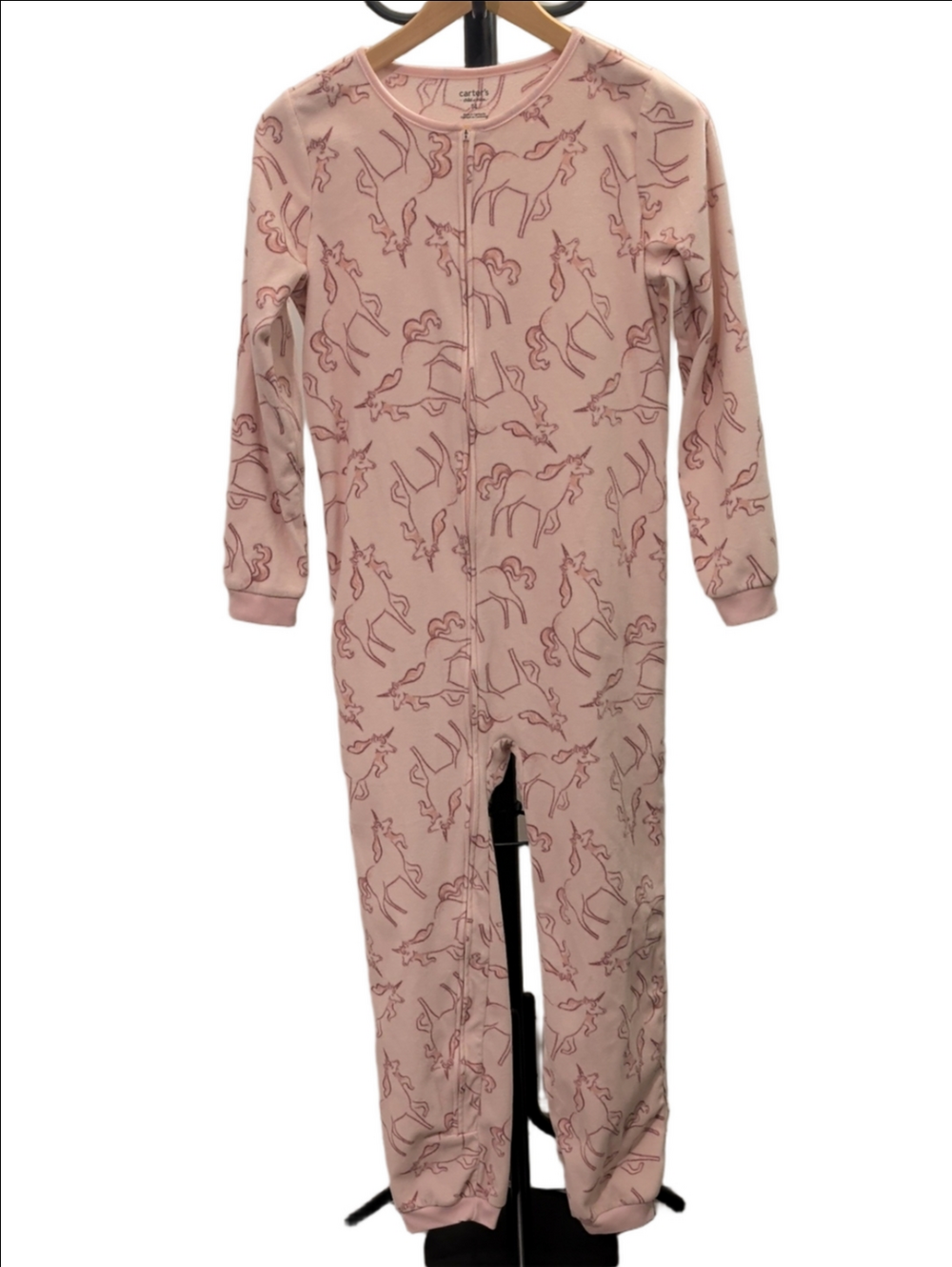 ​Carter's Child of Mine Girls Pink Unicorn Fleece Onesie Pajamas Size 14
